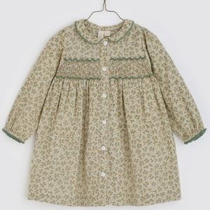 Kate smocked dress - hedgerow floral cord in laurel